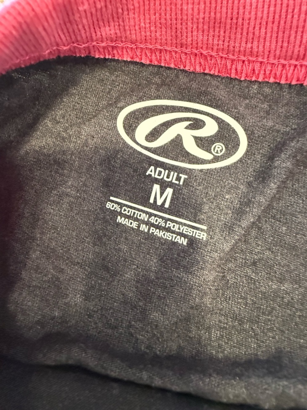 Rawlings baseball tee gray & pink crew neck crop sleeves SZ M - Picture 5 of 11